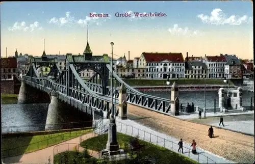 Ak Hansestadt Bremen, Große Weserbrücke