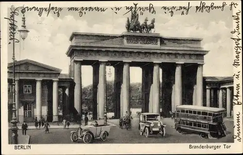 Ak Berlin Mitte, Brandenburger Tor, Autos, Omnibus