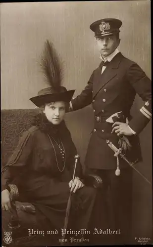 Ak Adalbert Prinz von Preußen, Portrait in Uniform, Adelheid von Sachsen Meiningen
