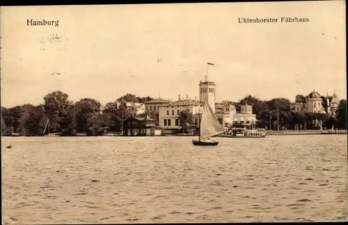 Ak Hamburg Nord Uhlenhorst, Fährhaus, Segelboot