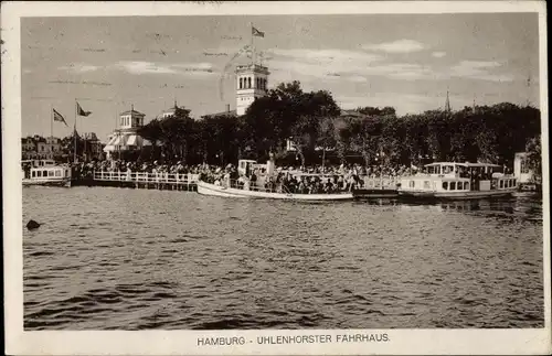 Ak Hamburg Nord Uhlenhorst, Fährhaus, Ausflugsschiffe, Fahrgäste