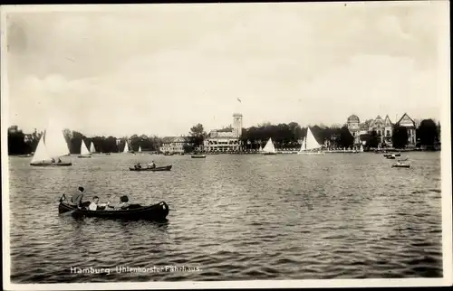 Ak Hamburg Nord Uhlenhorst, Fährhaus, Segelboote, Ruderboot