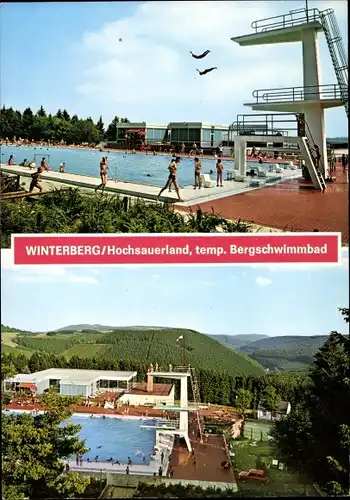 Ak Winterberg im Sauerland, Bergschwimmbad, Sprungturm