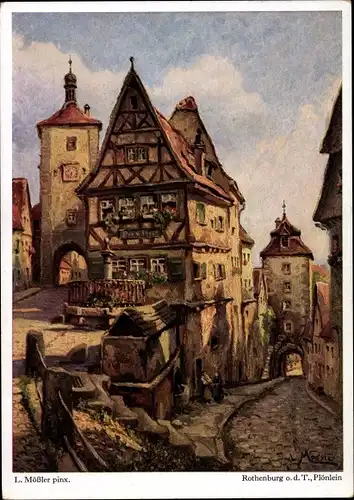 Künstler Ak Mößler, Rothenburg ob der Tauber Mittelfranken, Plönlein