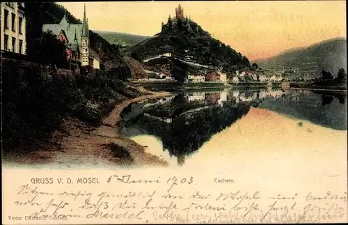 Ak Cochem an der Mosel, Teilansicht mit Burg