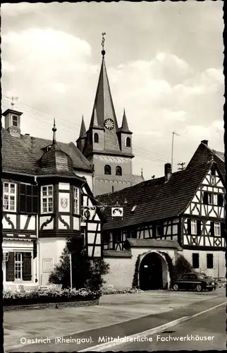 Ak Oestrich Winkel am Rhein Rheingau, Mittelalterliche Fachwerkhäuser