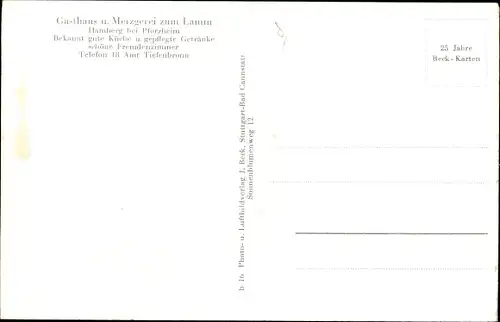 Ak Hamberg Neuhausen im Enzkreis Baden Württemberg, Gasthaus Metzgerei zum Lamm, Gasträume