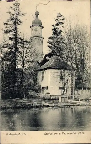 Ak Arnstadt in Thüringen, Schlossturm, Fasanenhäuschen