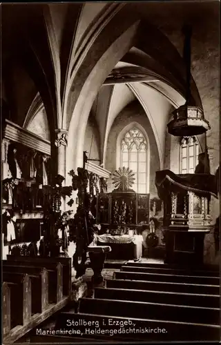 Ak Stollberg im Erzgebirge, Marienkirche, Heldengedächtniskirche