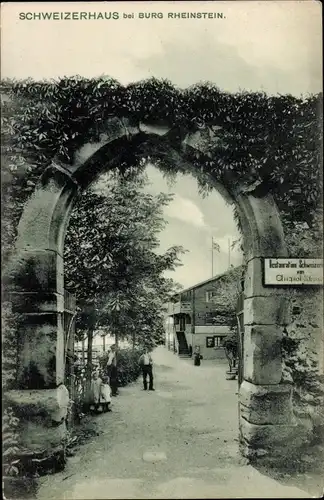 Ak Trechtingshausen am Rhein, Burg Rheinstein, Schweizerhaus