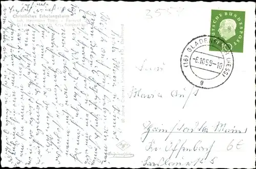 Ak Gladenbach Hessen, Christliches Erholungsheim, Teilansicht