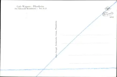 Ak Pforzheim im Schwarzwald, Café Wagner, Konditorei