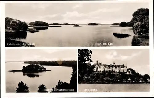 Ak Plön am See Holstein, Schloß, Blick von der Schloßterrasse, Großer Plöner See