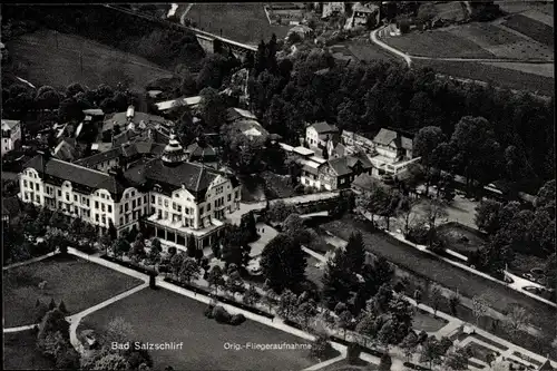 Ak Bad Salzschlirf in Hessen, Hotel Badehof, Fliegeraufnahme