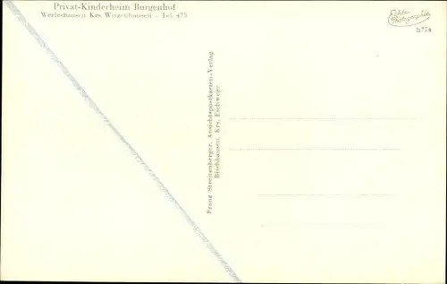 Ak Werleshausen Witzenhausen an der Werra, Privat-Kinderheim Burgenhof