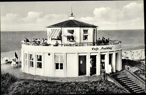 Ak Nordseebad Wangerooge in Ostfriesland, Café Pudding am Strand