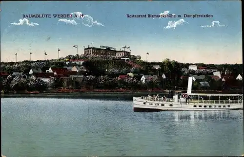 Ak Werder an der Havel, Baumblütenfest, Restaurant Bismarckhöhe, Dampferstation
