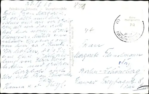 Ak Gößweinstein in Oberfranken, Gasthof Stempfermühle