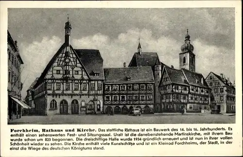 Ak Forchheim in Oberfranken Bayern, Rathaus, Kirche