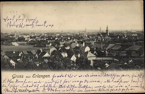 Ak Erlangen in Mittelfranken Bayern, Blick auf die Stadt