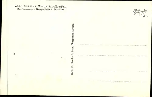 Ak Elberfeld Wuppertal in Nordrhein Westfalen, Zoo-Gaststätten, Garten-Terrassen