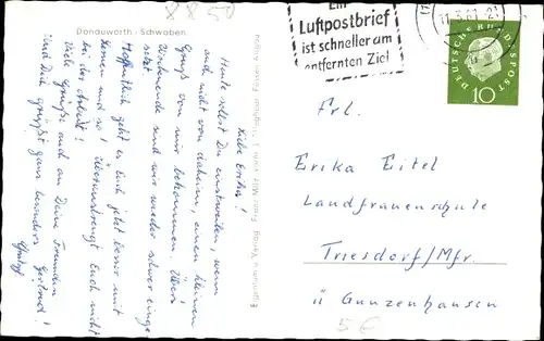 Ak Donauwörth in Schwaben Bayern, Blick auf den Ort