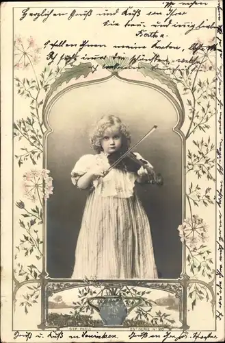 Passepartout Foto Ak Mädchen mit Geige