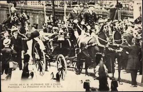 Ak Paris V. Arrondissement Panthéon, Visite de S. M. Alphonse XIII., Le Roi et le President
