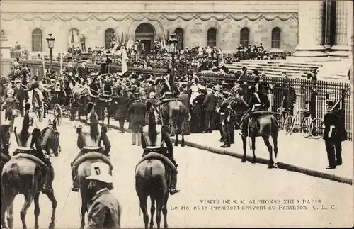 Ak Paris V. Arrondissement Panthéon, Visite de S. M. Alphonse XIII., Le Roi et le President