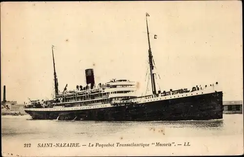 Ak Saint Nazaire Loire Atlantique, Le Paquebot Transatlantique Macoris, Dampfer, CGT, French Line