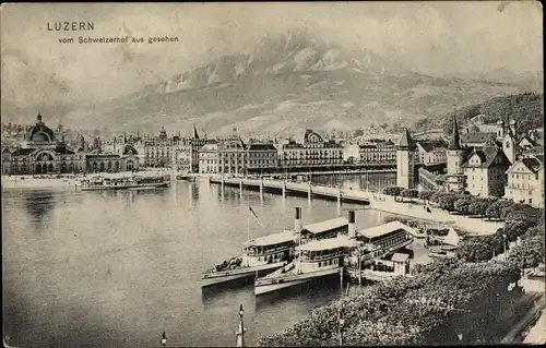 Ak Luzern Stadt Schweiz, Vom Schweizerhof aus gesehen