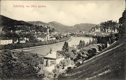 Ak Salzburg in Österreich, Ort von Mülln gesehen