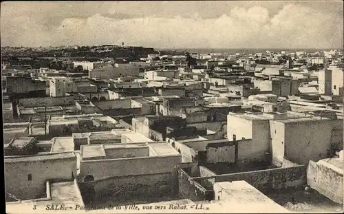 Ak Salé Marokko, Panorama de la Ville, vue vers Rabat