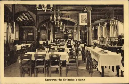 Ak Mainz am Rhein, Restaurant des Kötherhof's, Innenansicht