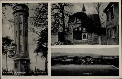Ak Rathsberg Marloffstein in Mittelfranken Bayern, Aussichtsturm, Schloss, Teilansicht