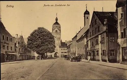 Ak Erding in Oberbayern, Partie am Landshuter Tor