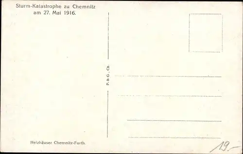 Ak Furth Chemnitz in Sachsen, Ruinen der Heizhäuser, Sturmkatastrophe 1916