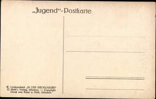 Künstler Ak Lindenschmidt, W., In der Riegelhaube, Jugend Postkarte