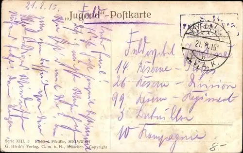 Künstler Ak Pfeiffer, Richard, Heimweh, fliegende Störche, Jugend Postkarte