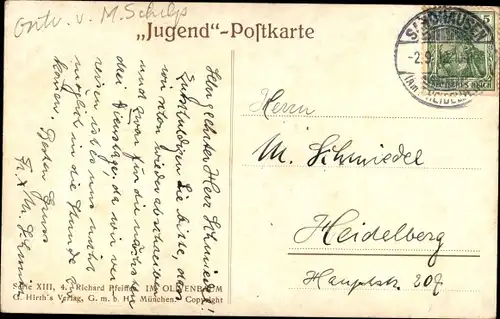 Künstler Ak Pfeiffer, Richard, Im Olivenbaum, Mann mit Flöte, Jugend Postkarte