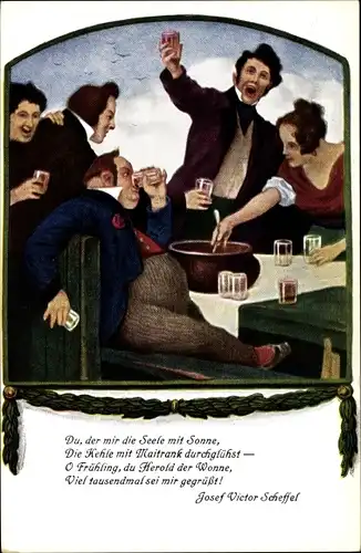 Künstler Ak von Zumbusch, Ludwig, Maibowle, Gedicht Josef Victor Scheffel, Jugend Postkarte