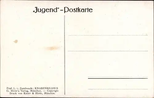 Künstler Ak von Zumbusch, Ludwig, Knabenbildnis, Jugend Postkarte