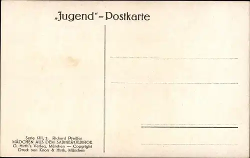 Künstler Ak Pfeiffer, Richard, Mädchen aus dem Sabinergebirge, Jugend Postkarte