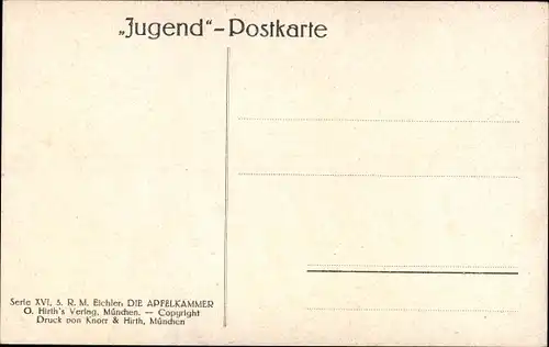 Künstler Ak Eichler, R. M., Die Apfelkammer, alte Frau, Jugend Postkarte