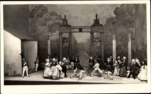 Foto Ak Karlsruhe in Baden Württemberg ?, Theaterszene, Schauspieler, Bühne