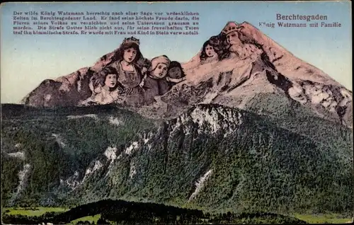 Ak Berchtesgaden in Oberbayern, Watzmann, König Watzmann mit Familie, Berggesichter