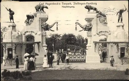 Ak Hamburg Eimsbüttel Stellingen, Carl Hagenbecks Tierpark, Haupteingang