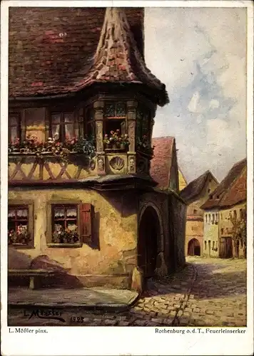 Künstler Ak Mößler, Rothenburg ob der Tauber Mittelfranken, Feuerleinserker