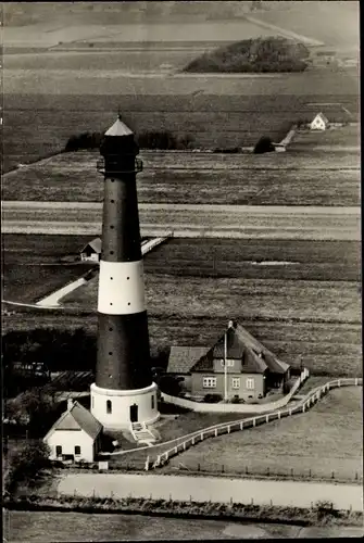 Ak Insel Pellworm Nordfriesland, Leuchtturm, Fliegeraufnahme