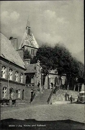 Ak Mölln im Herzogtum Lauenburg, Kirche und Rathaus